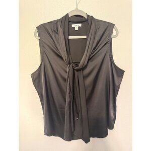 Bar 111 Tank Blouse Black with Tie Neckline Womans XL